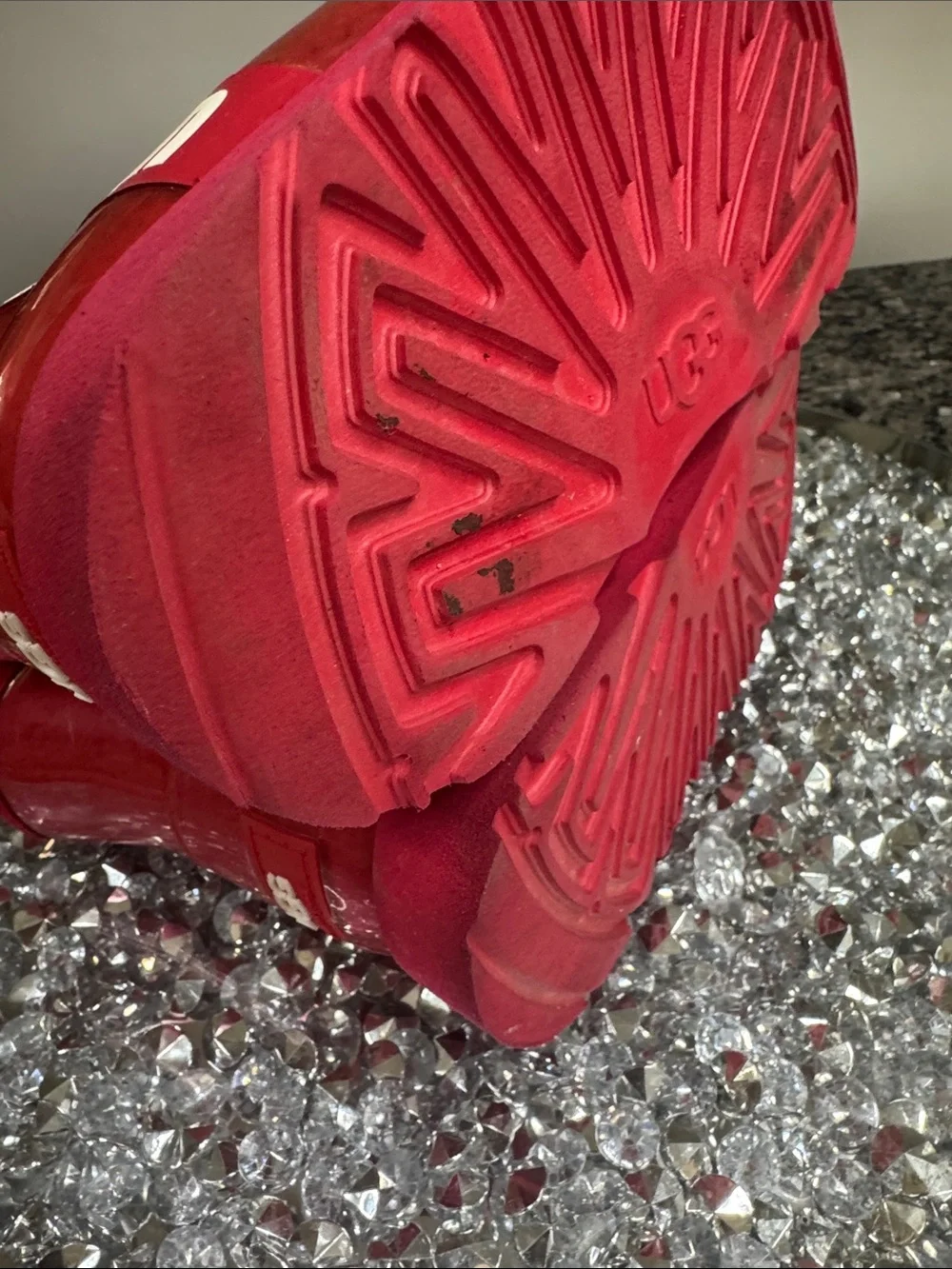 UGG Kids Red Glossy Waterproof ankle Boot EUC 13